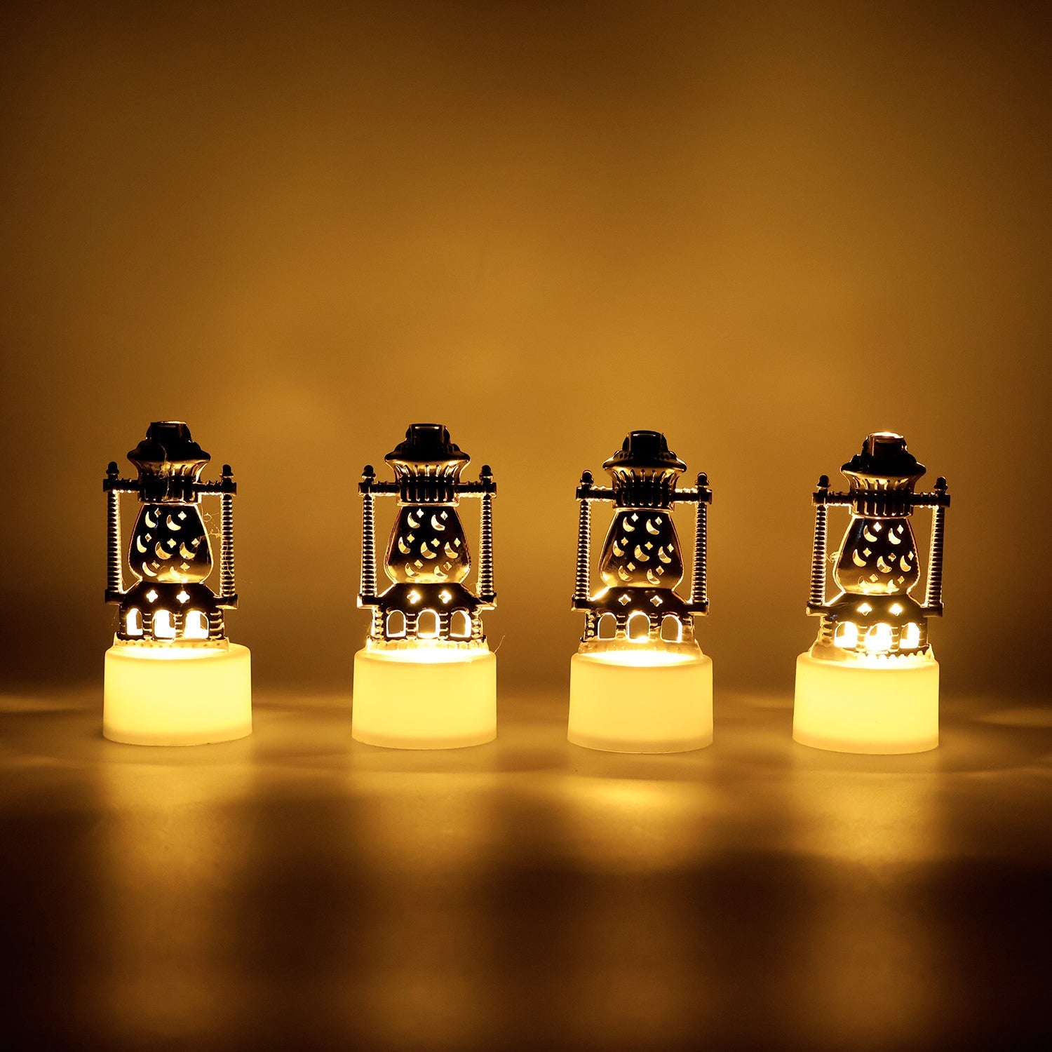 Mini Lantern-Style Flameless LED Tealights - (4 Pc) Mini Lantern-Style Flameless LED Tealights - (4 Pc)